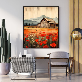 Rustic Mountain Barn Poppies Artistry Bundle - Digital Expressions Collection, Printable Wall & DIY Art