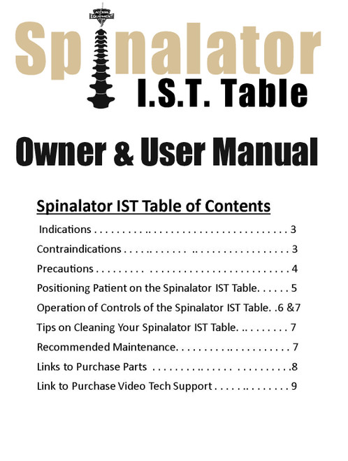 Spinalator IST Table Owner & User Manual 