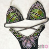 Black Green Pink Figure Competition Suit