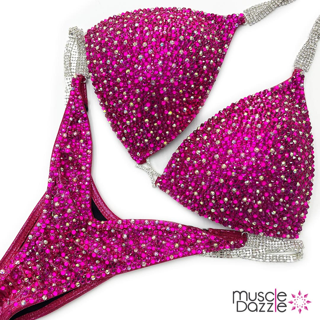 Magenta Competition Bikini With Pink Highlights