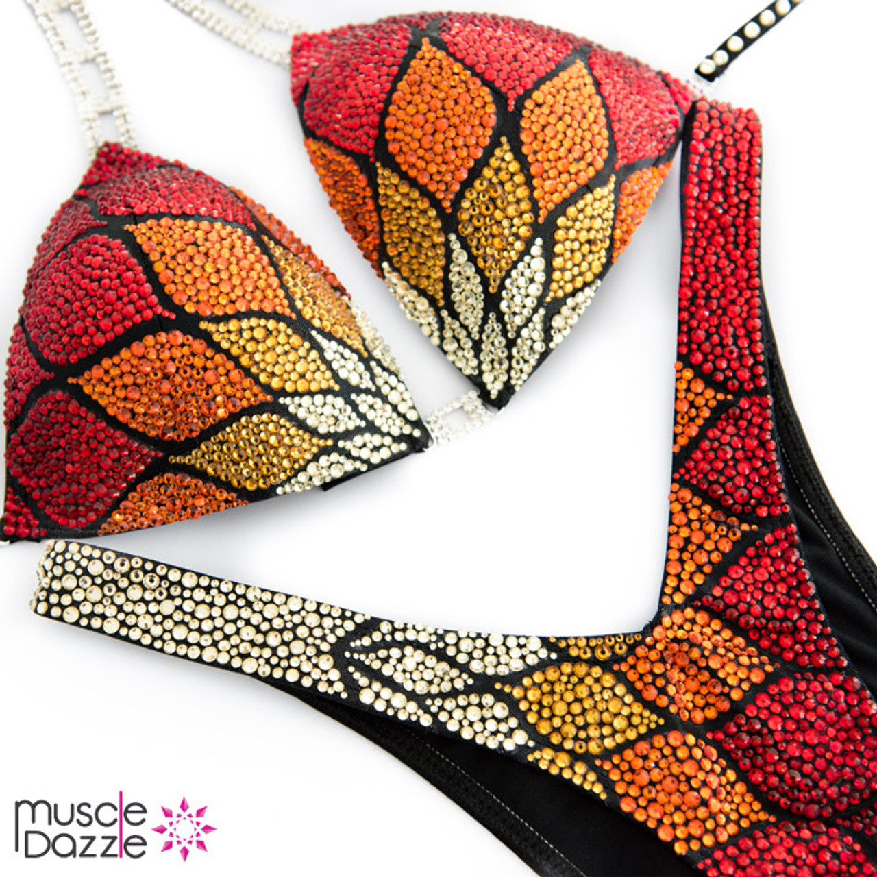 未使用　美品　Something×PosTokyo Race Body suit Figure Suit | Amazing Yellow, Orange & Red Crystal Combo