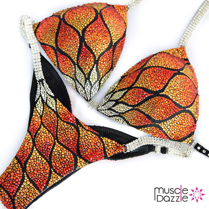 Crystal Competition Bikini | Orange & Red Crystal Fusion