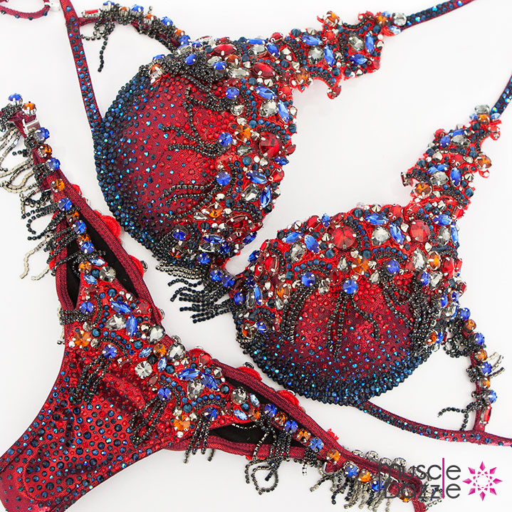 Red And Blue Theme Wear Bikini For Wbff Bikini Divas