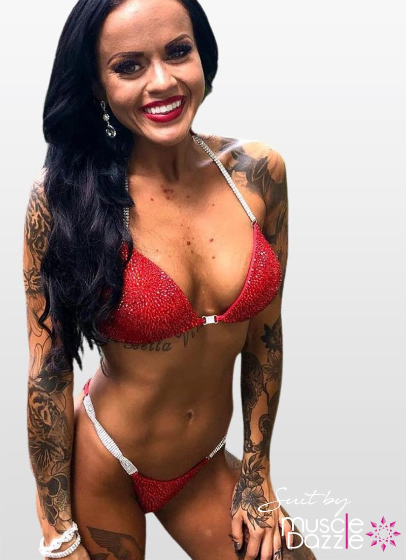 Red Bikini Competition Suit | Gorgeous & Sparkly