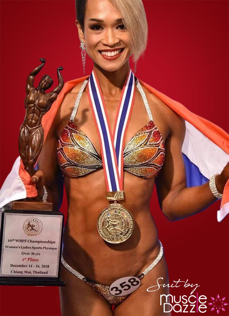 Orange Competition Bikini | Striking Crystal Pattern