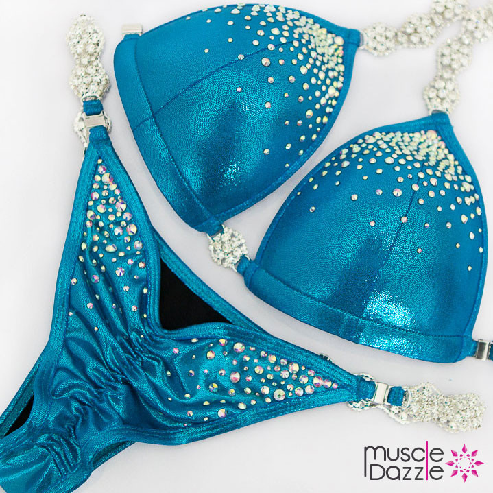 Affordable Aqua Blue Competition Bikini Custom Made