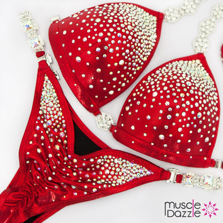 Red Bikini Competition Suit | Awesome Pattern