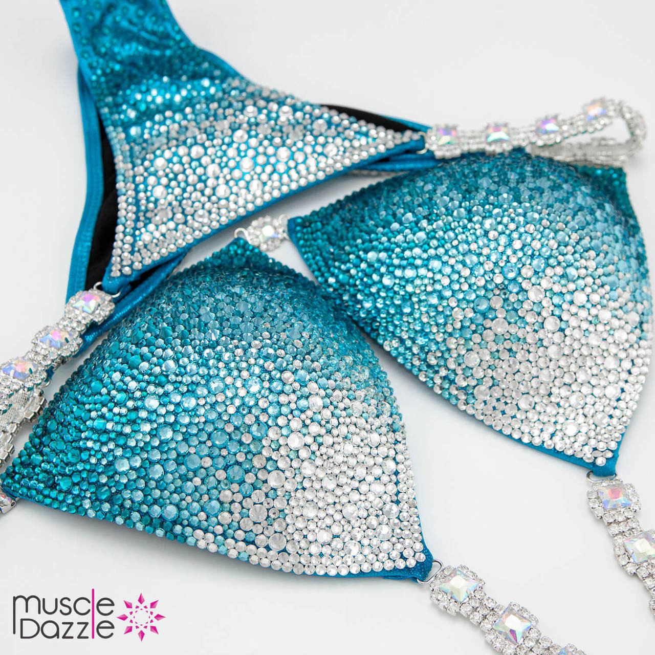 Aqua & Silver Competition Bikini | Ombre Style