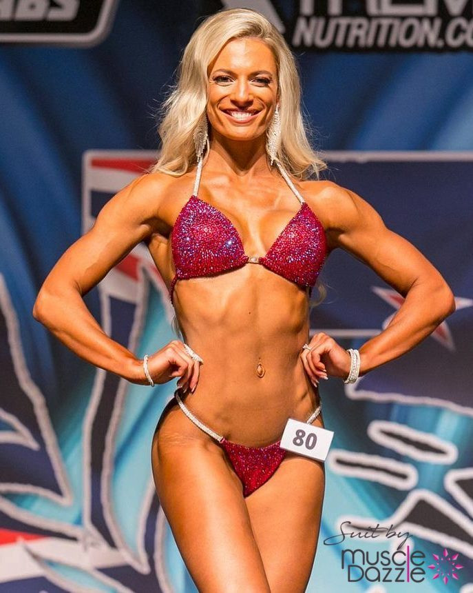 Muscle Dazzle's Crimson Red Competition Bikini
