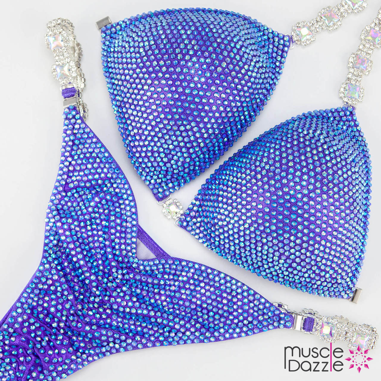 GCDS Blue Crystal Bikini Top