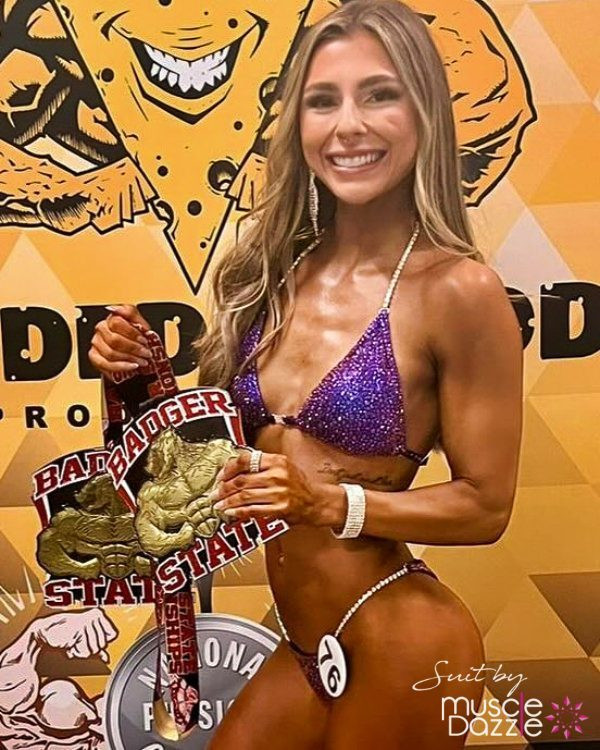 Competition Bikini With Changeable Purple Crystals