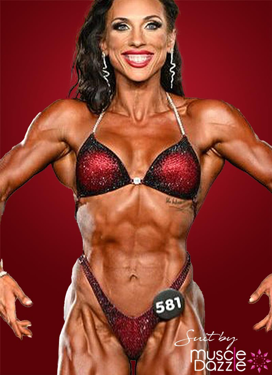 Muscle Dazzle - Dark red figure competition Suit