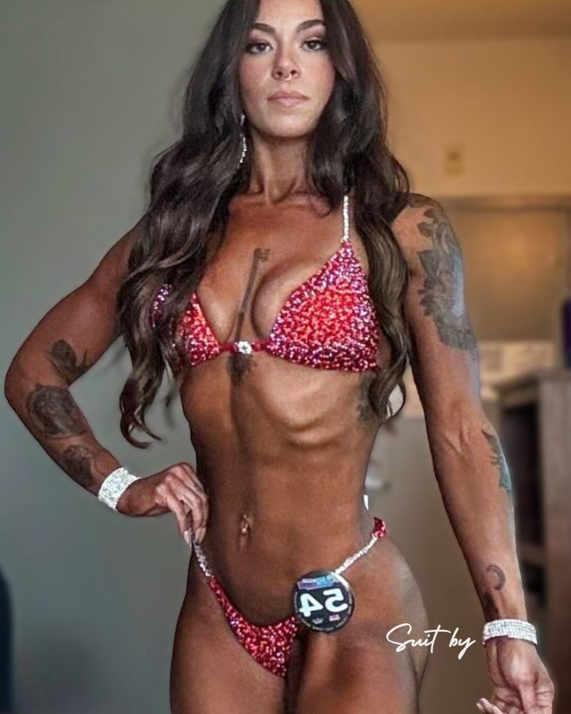 Exclusive Red Crystal Competition Bikini | Muscle Dazzle