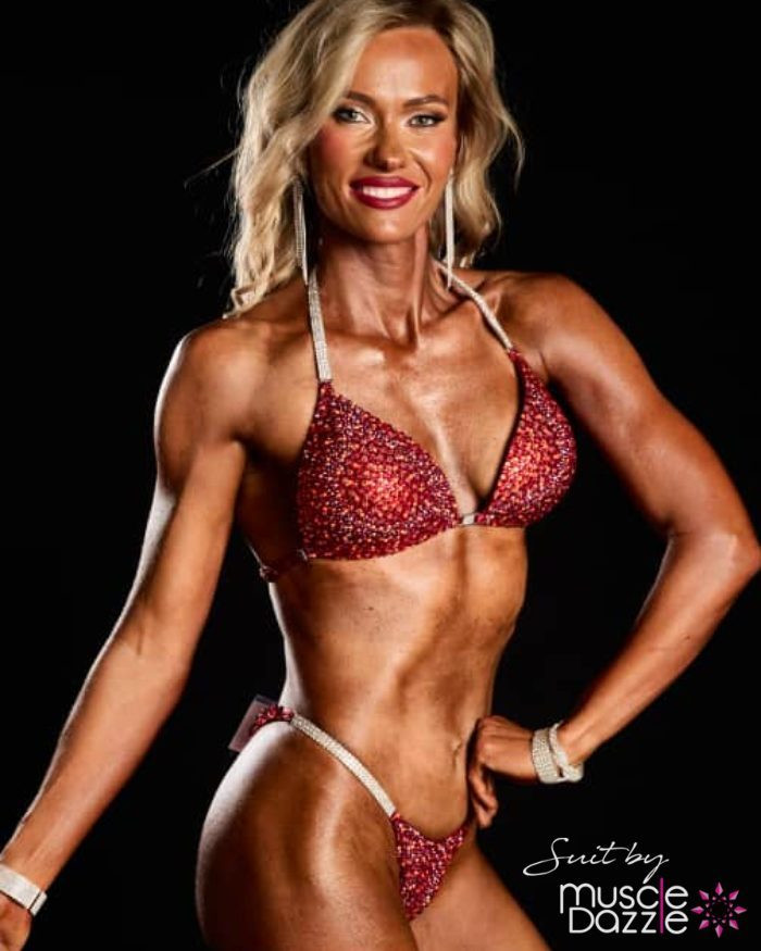 Exclusive Red Crystal Competition Bikini | Muscle Dazzle