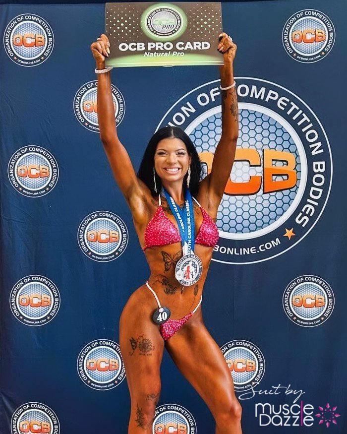 Stunning Crimson Crystal Competition Bikini | Muscle Dazzle