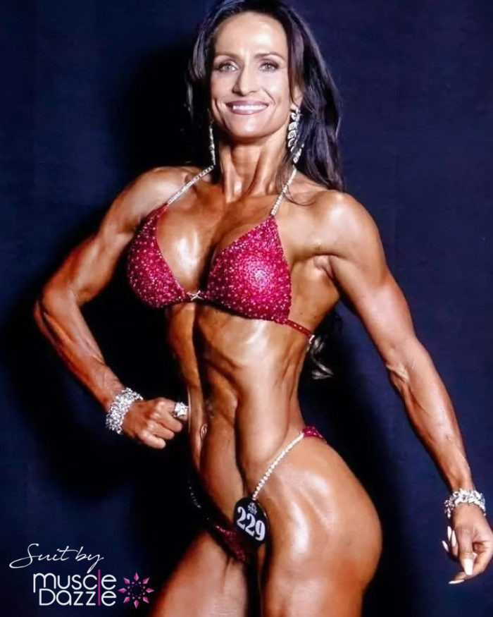 Stunning Crimson Crystal Competition Bikini | Muscle Dazzle