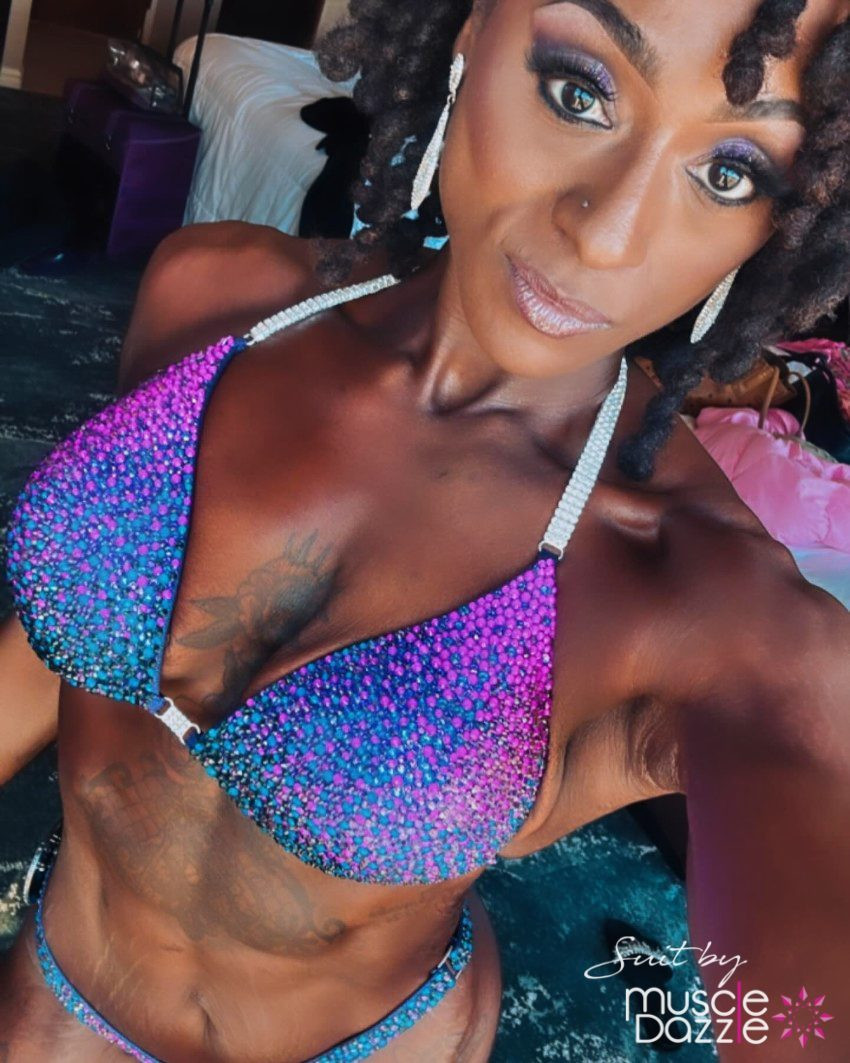Stunning Purple & Blue Competition Suit for Figure Competitors