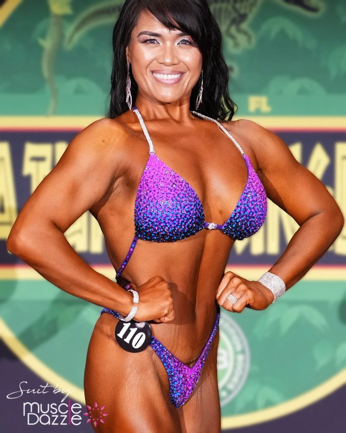 Stunning Purple & Blue Competition Suit for Figure Competitors
