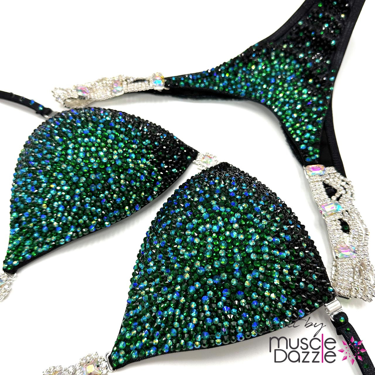 Muscle Dazzle's Luxe Emerald Green Bikini: Compete in Style