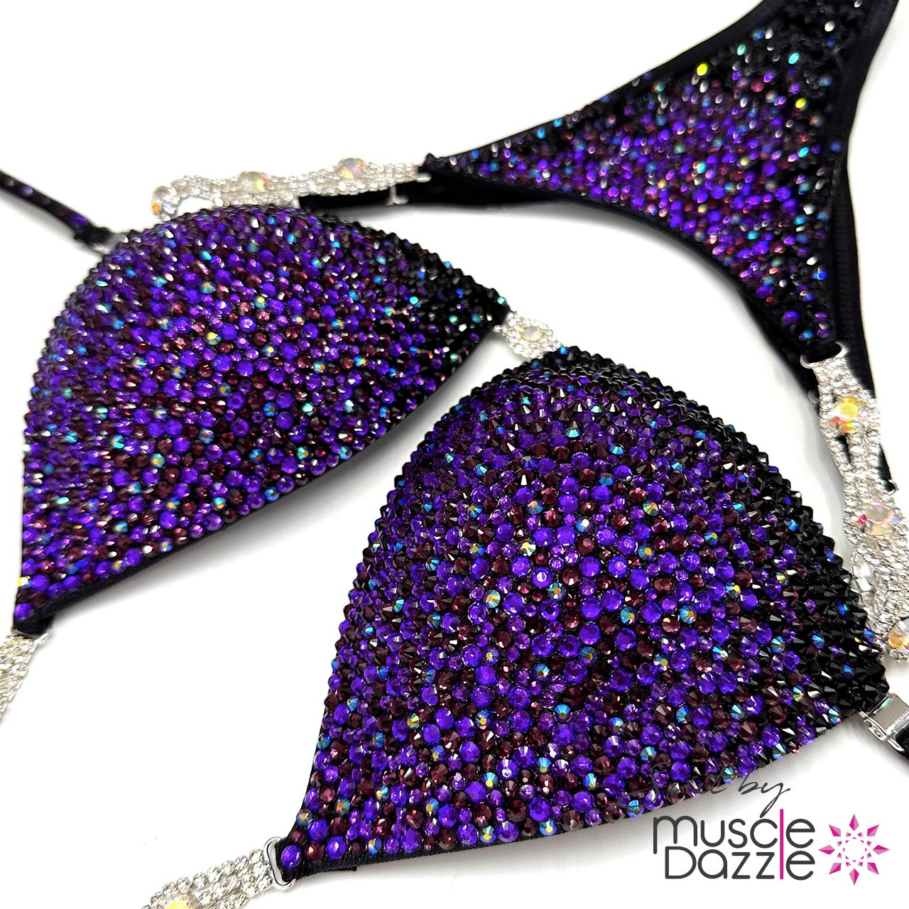 Fwj 競技用ビキニ(used)パープル The Ultimate Dark Purple Competition Bikini by Muscle Dazzle