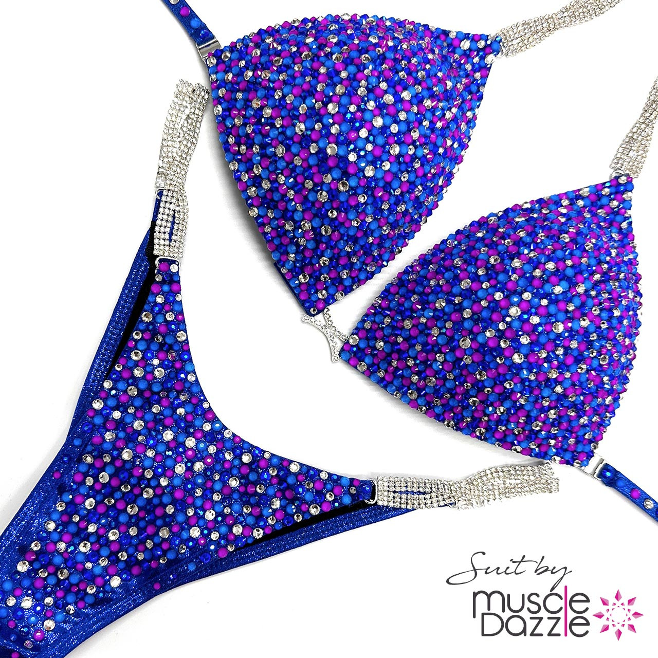 Vibrant Blue And Purple Competition Bikini for Champions | Muscle