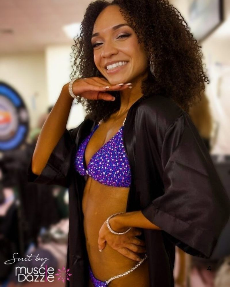Vibrant Blue And Purple Competition Bikini for Champions | Muscle