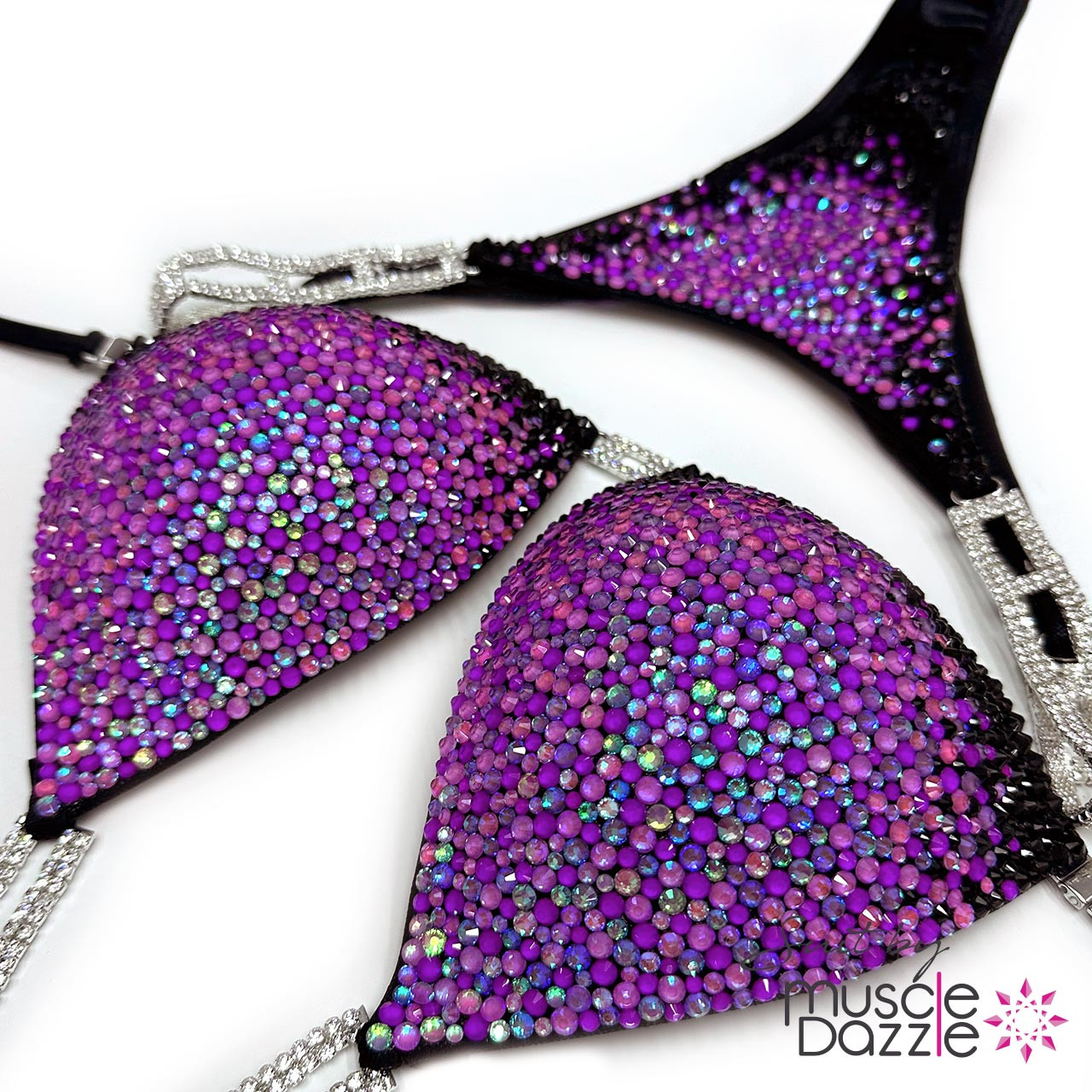 Fuchsia And Black Ombre | Muscle Dazzle Competition Suit