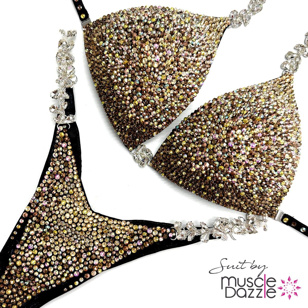 GLAM FIT ゴールドビキニセット Muscle Dazzle's Gothic Gold Wellness Suit | Pure Glamour