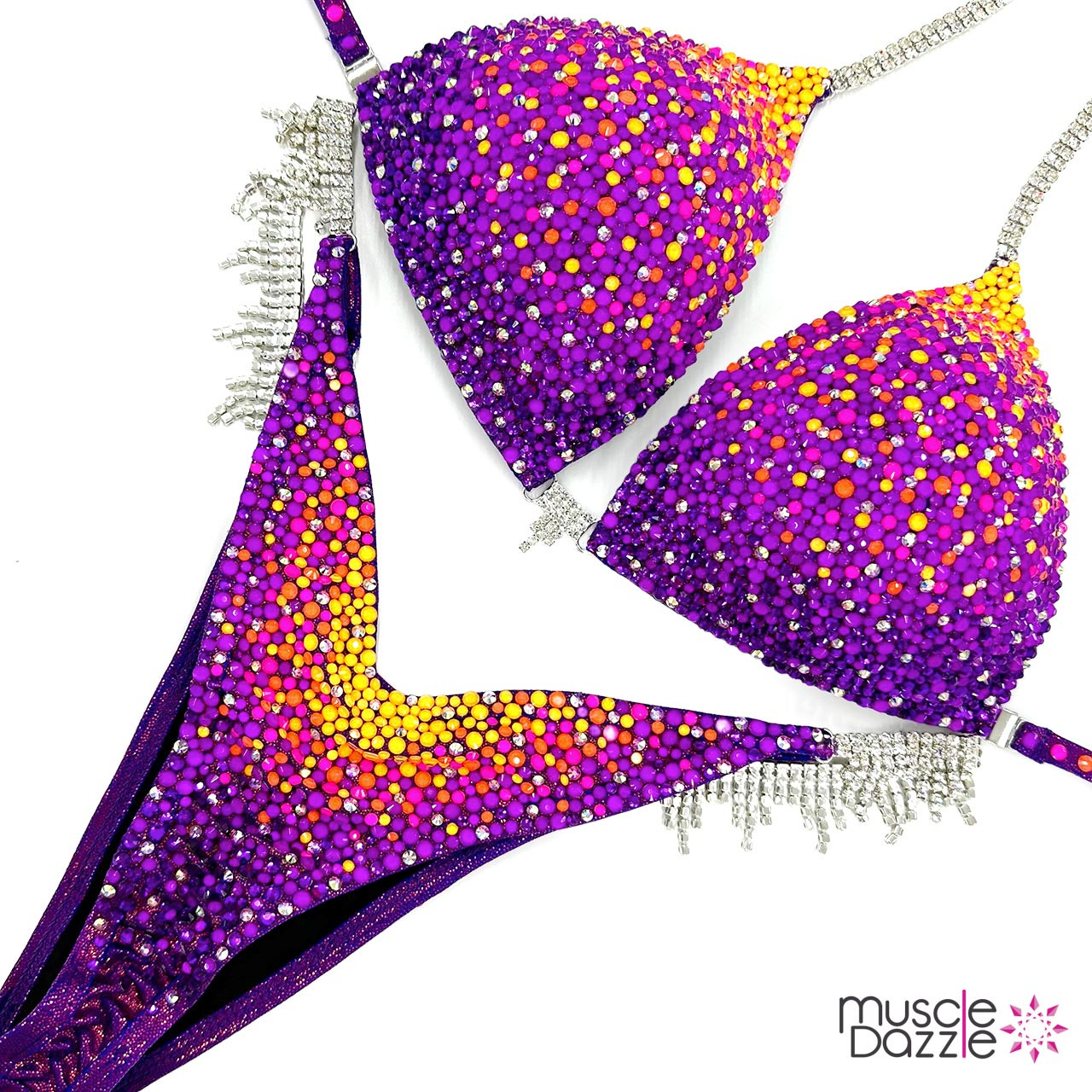 Shine Bright in Your Purple Flame Competition Bikini