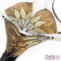 Gold Crystal Bikini Competition Suit