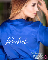 Royal blue personalized bikini competition back stage robe