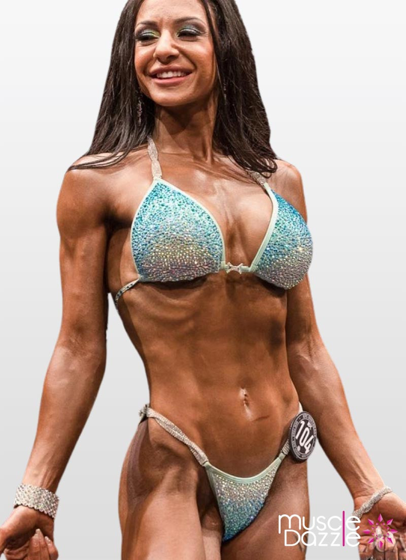 Light Blue Bikini Competition Suit Crystal Bikinis