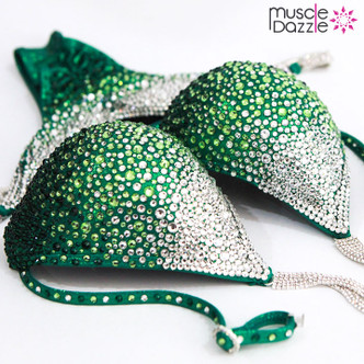 Green Ombre Crystal Competition Bikini