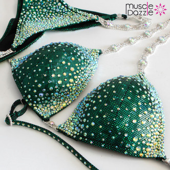 Dark Green Crystal Competition Bikini