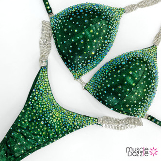Dark Green Crystal Competition Bikini