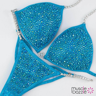 Aqua Blue Crystal Competition Bikini