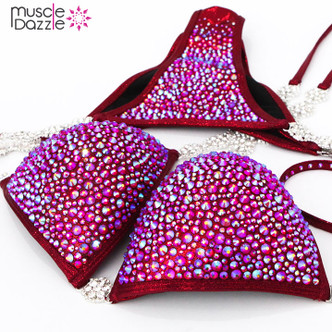 Dark Red Crystal Competition Bikini