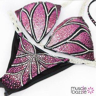 Pink and purple crystal bikini competition suit