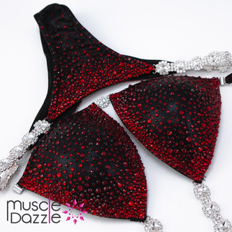 Black and red competition bikini