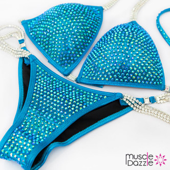 Aqua Blue Crystal Competition Bikini