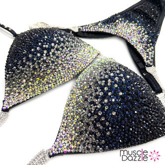 Silver and Dark Blue Competition Bikini