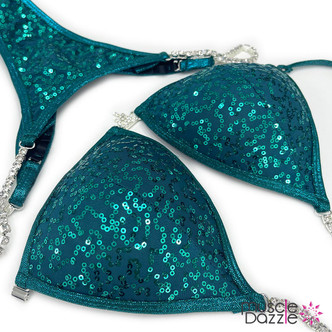 Teal Undecorated Competition Bikini