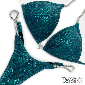 Dark Turquoise Sequin Competition Bikini (SQ41)