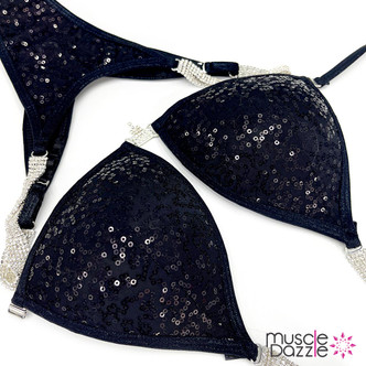 Black Sequin Undecorated Competition Bikini