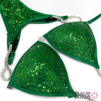 Forest Green Sequin Competition Bikini (UB015)