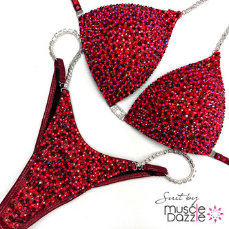 Exclusive Red Crystal Competition Bikini | Muscle Dazzle