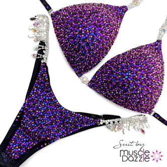 Fwj 競技用ビキニ(used)パープル Dramatic Pink + Purple Competition Bikini | Designed to Wow