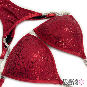 Red Sequin Undecorated Wellness Competition Suit