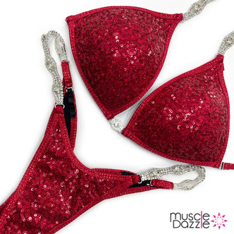 Red Sequin Undecorated Wellness Competition Suit