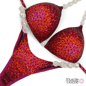 Muscle Dazzle's Stunning Red Wellness Competition Suit